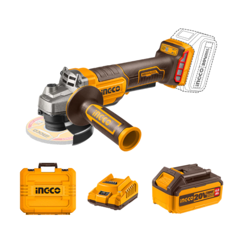 Amoladora Angular 115 mm 1000W Brushless + Batería 4Ah + Cargador CAGLI2111561-4 - INGCO