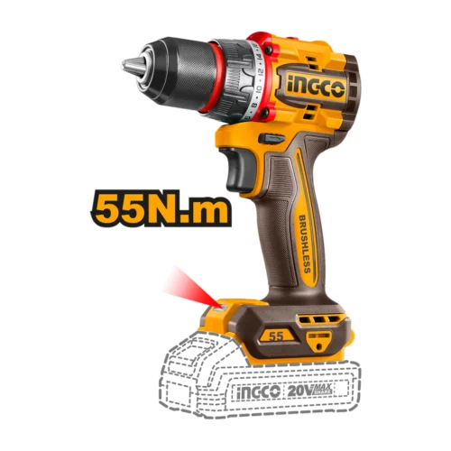 Taladro Atornillador Compacto Brushless 13 mm 55 Nm Industrial (sin batería ni cargador) CDLI205581 - INGCO