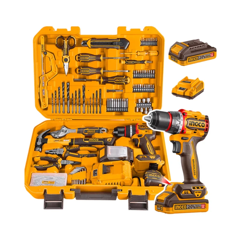 Set Taladro 66 Nm + Batería 2Ah + Cargador + 162 Accesorios HKTHP11651-4 - INGCO